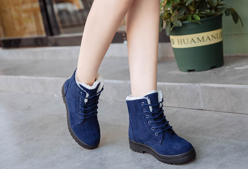 Cheky - Winter New Women Snow Boots Flat With Large Size Casual Cotton Shoes Trend Women Vulcanized Shoes Artificial Plush