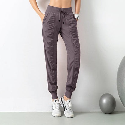 Cheky - Fashion Casual Sports Pants For Women Loose Legs Drawstring High Waist Trousers With Pockets Running Sports Gym Fitness Yoga Pants