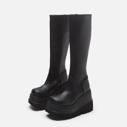 Cheky - Women's Fashion Wedge Small Tube Circumference Platform Knee-high Boots