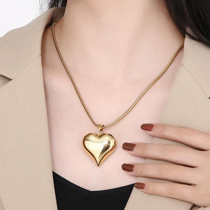 Cheky - Gold Sliver Hollow Heart-shaped Necklace Ins Simple Versatile Personalized Love Necklace For Women's Jewelry Valentine's Day