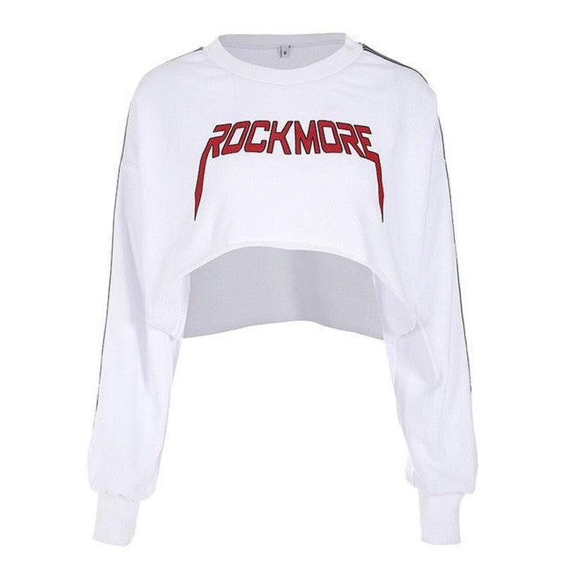 Cheky - Oversize Crop Hoodies Sweatshirt Women Pullover Hoodies Cotton White Long Sleeve Top Patchwork Embroidery Sweatshirt