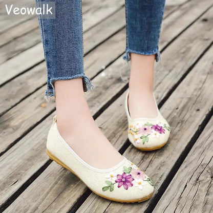 Cheky - Vintage Flats Flower Slip On Cotton