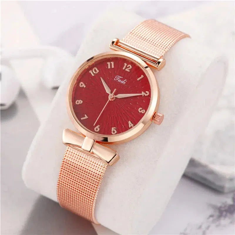 Cheky - Luxury Women Watches 6pcs Set Elegant Female Wristwatches Magnetic Mesh Band Rose Woman Watch Bracelet montre femme reloj mujer