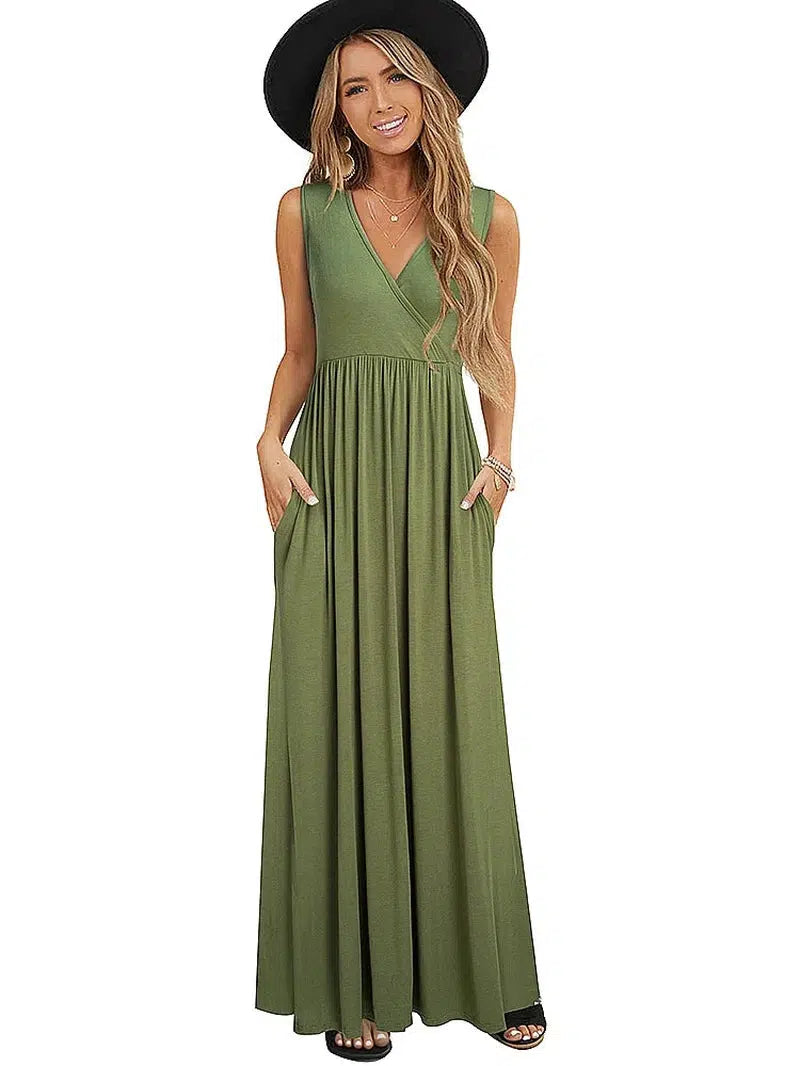 Cheky - Casual Dresses V-neck Maxi Long Flare