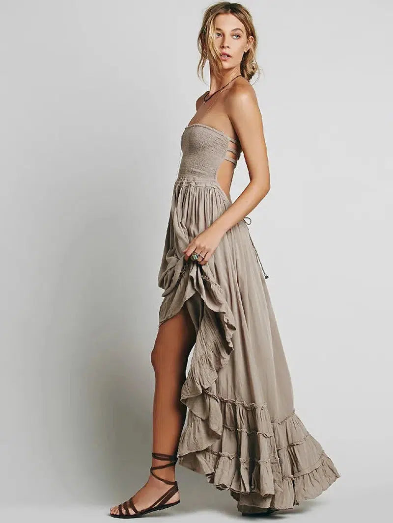 Cheky - BellFlower Bohemian Ankle-Length Dress - A Summer Staple with Effortless Elegance!