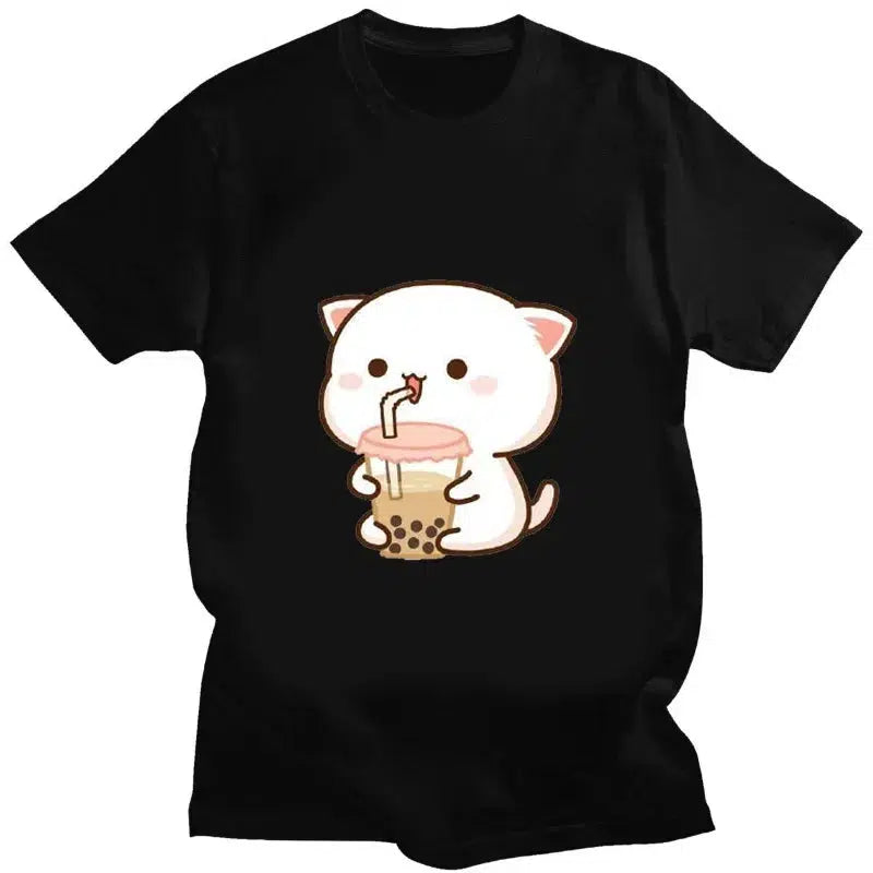 Cheky - Cute Bear LOVE T Shirt Women Bubu Dudu Couple Tops tee summer Short Sleeve tshirts female Korean Casual girl t-shirt camisetas