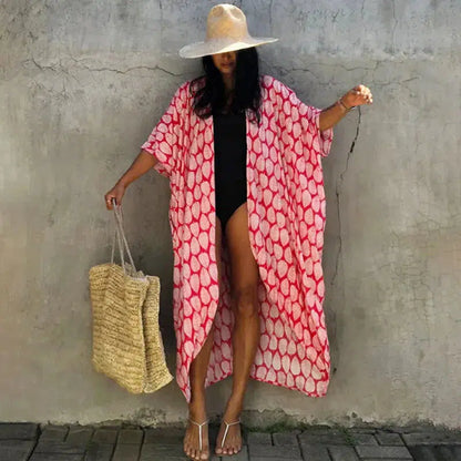 Cheky - Beach Cover Ups for Swimwear Women Black Tie Dye Kimono Swimsuit Cape Summer Dress 2022 Beachwear Outfits Sales