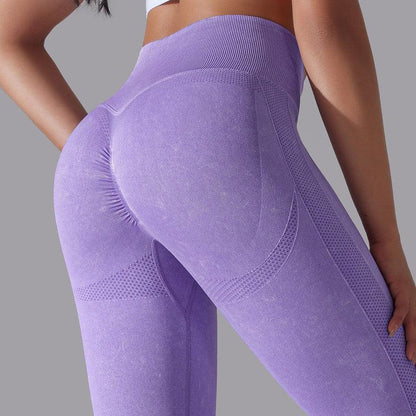 Cheky - Knitted Seamless Yoga Pants Running Sports Fitness High Waist Butt Lifting Leggings Womens Clothing