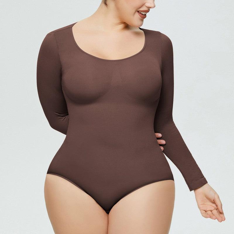 Cheky - Women's One-piece Bottoming Shirt Long-sleeved Corset Body Shaper Seamless Jumpsuit Home Fitness Yoga Clothes