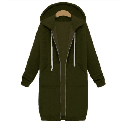 Cheky - Hooded long-sleeved winter sweater women's jacket in a long