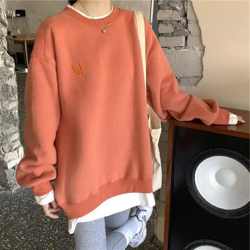 Cheky - Korean Version Of Loose Thin Spring Fake Two Pieces Hoodie