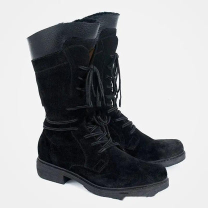 Cheky - Large Size Snow Boots Autumn And Winter New European And American Low-Heeled Thick-Heeled Knight Boots Women