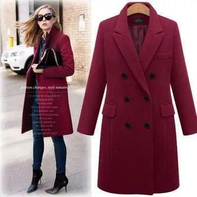 Cheky - Long woolen coat wool coat in windbreaker