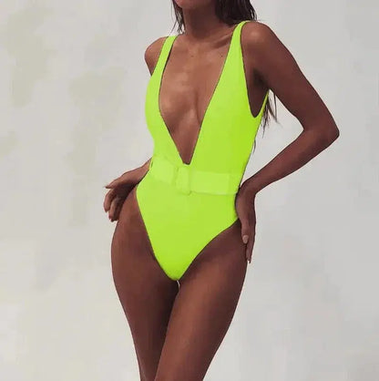 Cheky - Neon Splash Belted Monokini