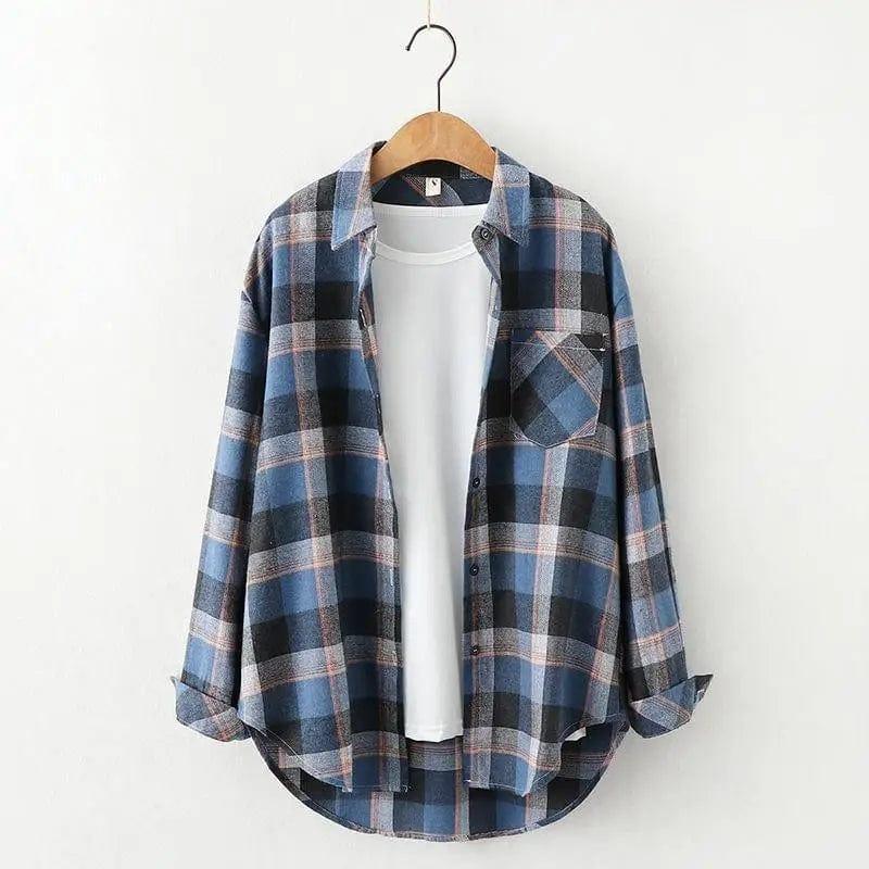 Cheky - Plaid Shirt Women'S Long-Sleeved Loose Shirt Jacket