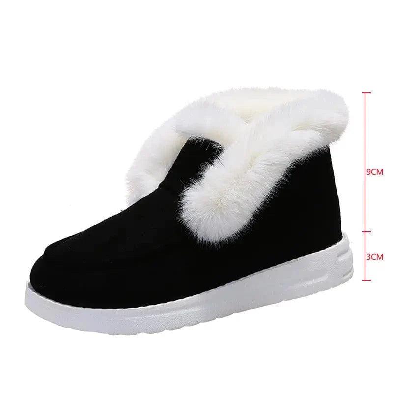 Cheky - Plush Flat Bottom Thickened Large Short Snow Boots For Women