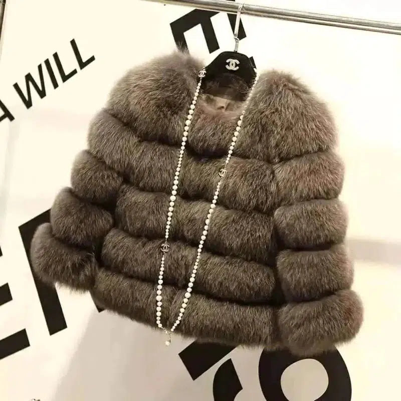 Cheky - S-3XL Mink Coats Women Winter New Fashion FAUX Fur Coat