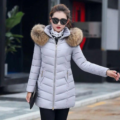 Cheky - Winter jacket women fashion slim long cotton-padded Hooded