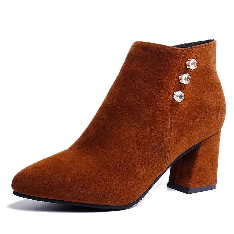 Cheky - Women Pointed Thick Heel Martin Boots