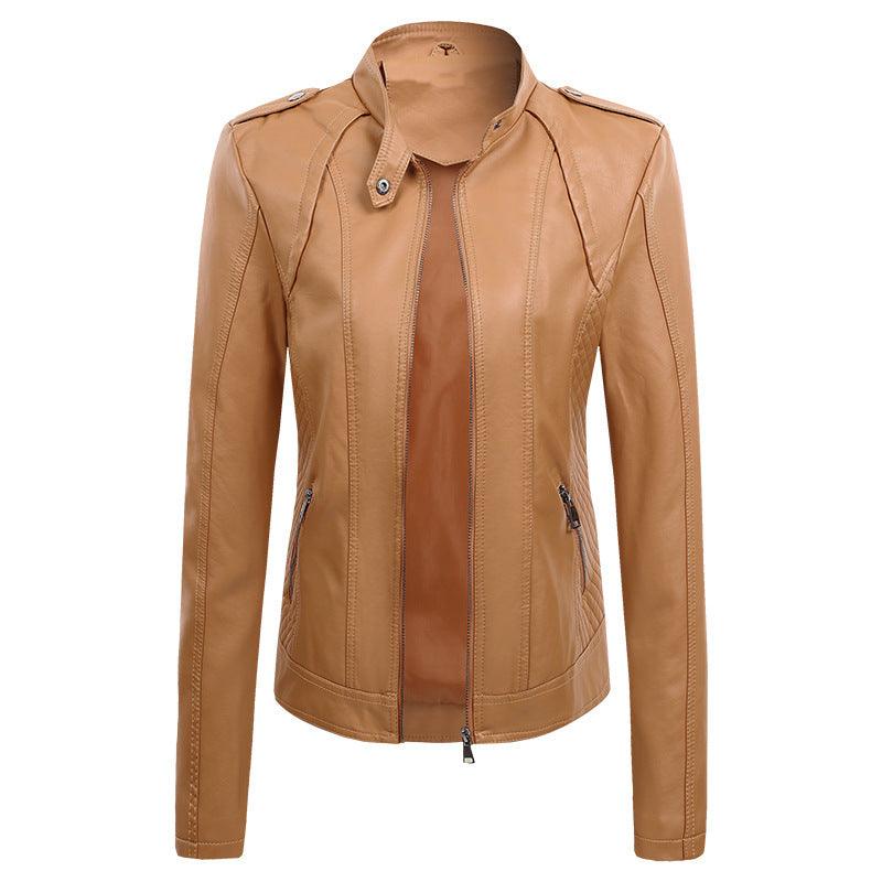 Cheky - Women's Leather Coat New Slim Lapel Fashion